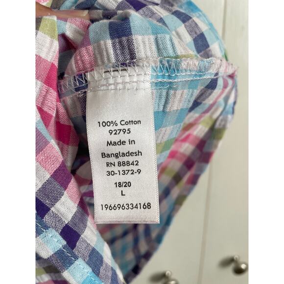 Woman Within Short Sleeve Button Down Seersucker Shirt collar cotton L 18-20 - Picture 7 of 7